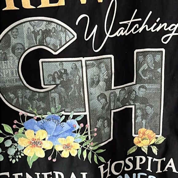 General Hospital Black Graphic T-Shirt with Floral Design 3X NWT - Picture 3 of 8